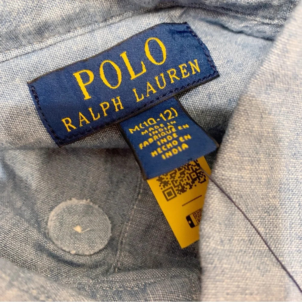 Polo Ralph Lauren boy's NWT chambray Button-Down Shirt Size M(10-12)‎